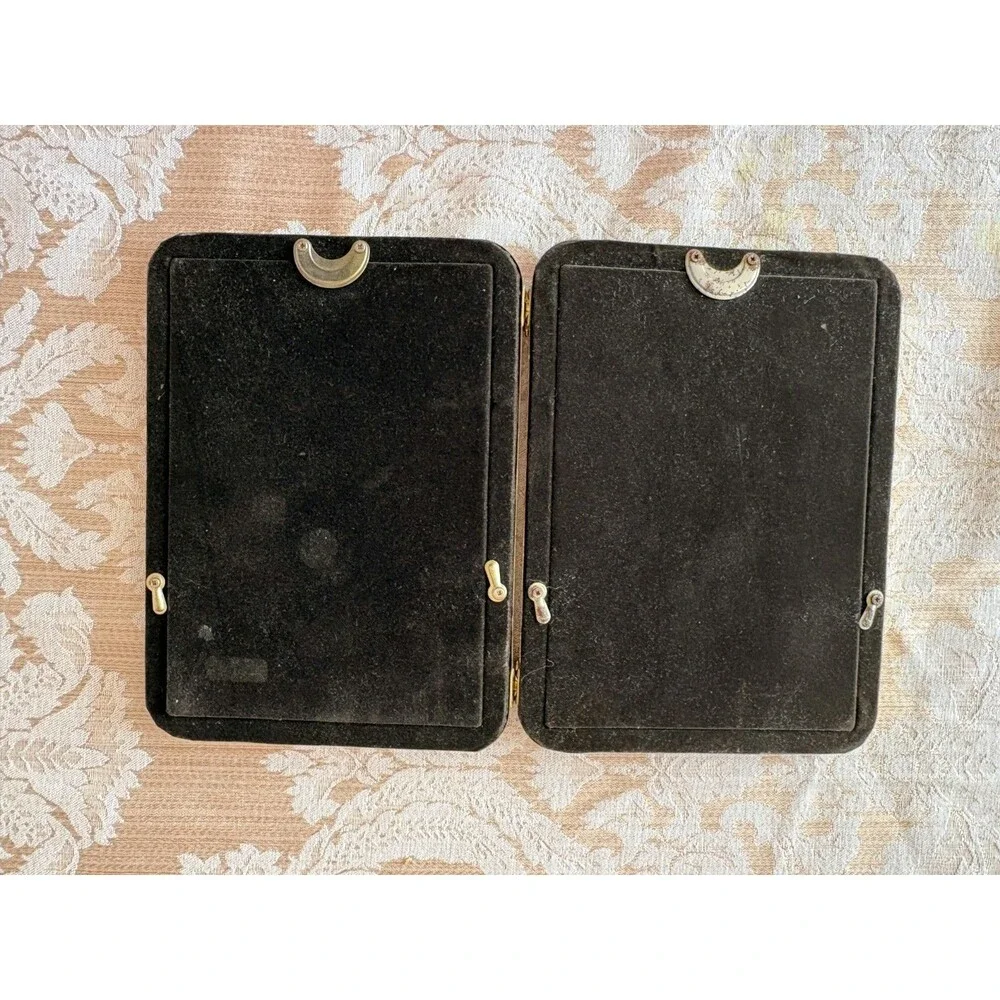 Vintage Solid Brass Gold-Tone Hinged Double Picture Frame 5 X7 MCM